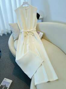 Franclia 女士优雅无袖系腰连体裤，适合通勤