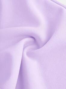 SHEIN Bộ đồ liền thân trang trí hoa 3D đơn giản, thanh lịch, không đối xứng, phù hợp cho bé gái tuổi teen, thích hợp cho tiệc tùng, đám cưới và sự kiện - Màu tím hoa cà - Xem 5