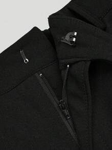 SHEIN PETITE 大码时尚休闲修身喇叭裤通勤裤，短款，夏季 - 黑色 - 查看 6