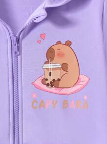Sudadera morada con diseño estampado para niñas preadolescentes, otoño e invierno - Púrpura malva - Ver 5