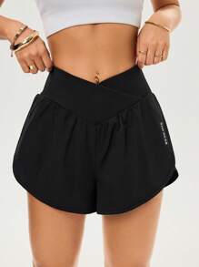 Easithlete Casual Versatile Solid Color Women V-Waist Loose Fit Shorts For Summer Sports Workout Short Black Workout Shorts