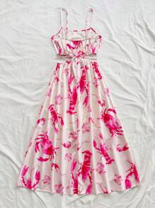 Soleia 女士度假休闲螃蟹印花镂空细肩带连衣裙 - 彩色 - 查看 2