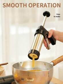 SHEIN 1 件套西班牙油条机，不锈钢电动拉丁美洲小吃机，配有各种喷嘴、清洁刷、家用烘焙工具套装、DIY 烘焙套件、厨房小工具 - 黑色 - 查看 3