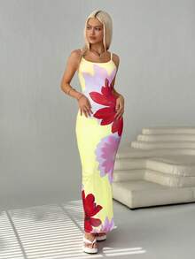 Muchica 女式印花针织连衣裙，夏季 - Butter Yellow - 查看 5