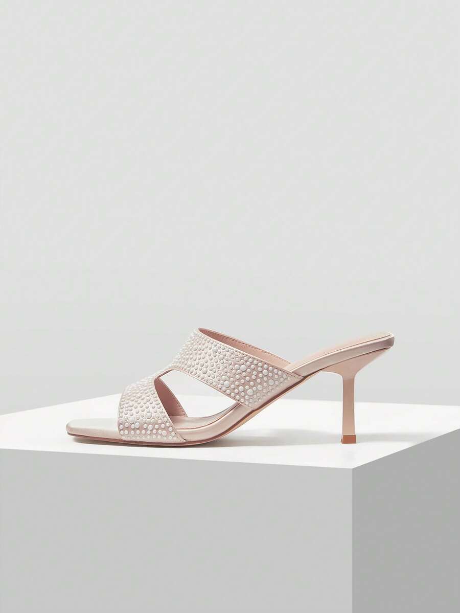 MOTF SQUARE TOE PU LEATHER HEELED SANDALS - Dusty Pink - View 2