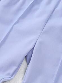 SHEIN Quần dài lưng thun mềm mại dệt trơn màu cho bé trai, thích hợp mặc ngoài trời, mùa xuân/hè/thu - Màu xanh nhạt - Xem 7