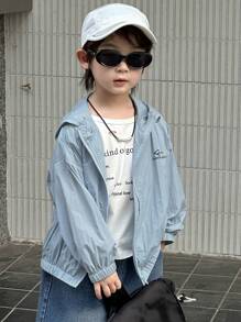 Dazy Kids Toddler Boys' Loose Casual Lightweight Hooded Jacket, Fall Outerwear - Blue - View 7