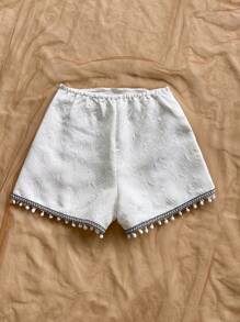 Soleia 女式波西米亚风格蓝白花卉刺绣流苏饰边系带裙，适合度假、约会、下午茶、海滩、游轮、城市度假、音乐节、波西米亚度假 - 藍白色 - 查看 2