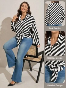 SHEIN LUNE Áo sơ mi dài tay kẻ sọc cỡ lớn, thiết kế thời trang cho kỳ nghỉ hè ở bãi biển, sân bay, công sở, quần áo mùa hè cho nữ, váy thường ngày cho nữ, quần áo cỡ lớn cho nữ, trang phục mùa hè trang trọng, quần áo mùa thu cho nữ, trang phục học sinh, trang phục đồng quê, trang phục hòa nhạc, phong cách cổ điển Stockholm, trang phục giáo viên cho nữ, quần áo thập niên 90, phong cách năm 2000, trang phục mùa thu trở lại trường học, trang phục công sở/văn phòng, trang phục thường ngày cho nữ. - Đen và trắng - Xem 2