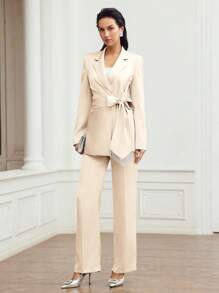 PREMIUM WRAP KNOT SIDE BLAZER - Apricot - View 7
