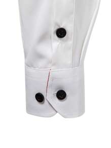 Calvornis Chemise décontractée de navette à blocs de couleurs et patchwork pour hommes. Chemise habillée pour hommes en rouge et blanc. Chemise habillée avec bordure rouge, pour l'automne - Blanc - Voir 5