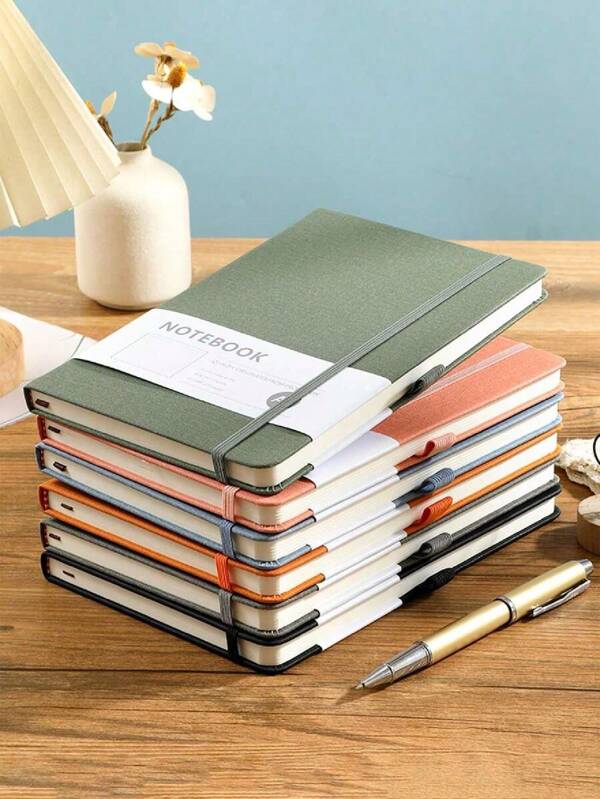 SHEIN 1 caiet minimalist A5, 100 de coli/200 de pagini; agendă de afaceri A6; mini blocnotes pentru studenți A7, potrivit pentru studenți și birou, înapoi la școală