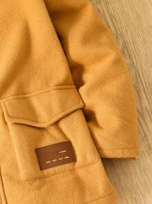 SHEIN Chaqueta informal con capucha deportiva de felpa para niño preadolescente