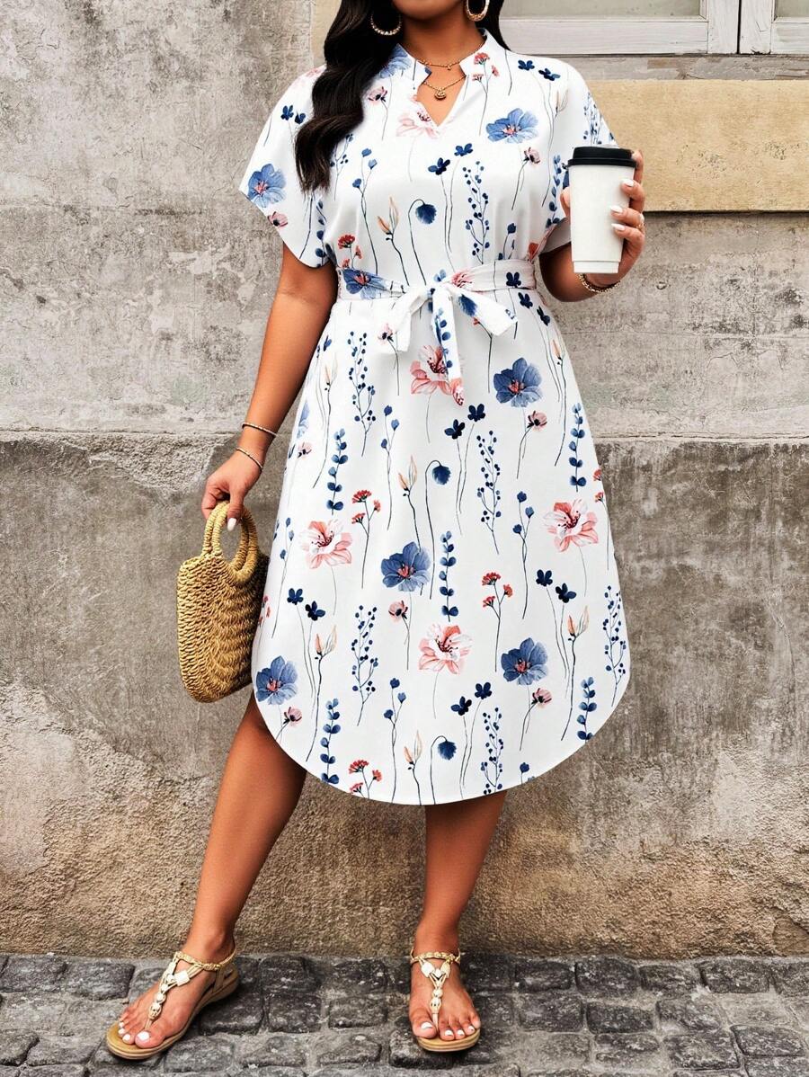EMERY ROSE Plus Size White Summer Boho Vacation Holiday Women Geometric ...