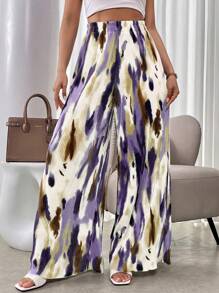 Franclia Quần ống rộng cạp cao in họa tiết Tie Dye thời trang - Màu vàng - Xem 6