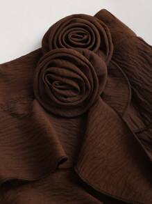 Sweetra 女士 3D 玫瑰荷叶边下摆不对称中长裙