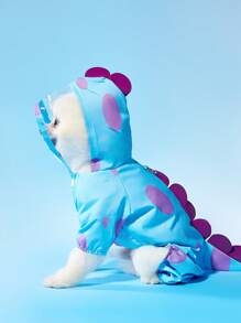 PETSIN Lindo y divertido diseño de monstruo peludo turquesa Ropa exterior impermeable y a prueba de viento para perros/gatos pequeños y medianos, con orificio para correa, adecuado para uso en exteriores en primavera/verano - Multicolor - Ver 2