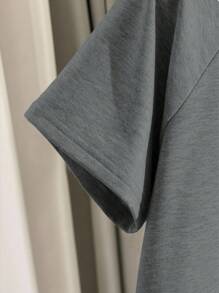 INAWLY Plus Size Women 2pcs Set Casual Raglan Sleeve Top And Shorts, Suitable For Summer - Dark Grey - View 5