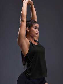 Powerista Cutout Racerback Sports Tank Top - Black - View 5
