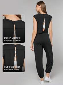 GLOWMODE Cloudknit Adjustable Pocket Peekaboo Jumpsuit Light Support Low Impact Daily Casual Black Jumpsuit  Jumpsuit Maternity Jumpsuit Elegant Jumpsuit Jumpsuits For Woman - Black - View 4