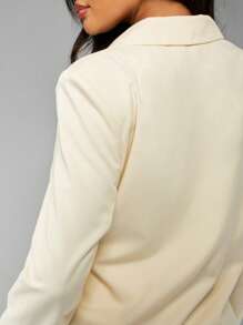 MISSGUIDED Elegante chaqueta cruzada formal para negocios, entrevistas, bodas y eventos - Albaricoque - Ver 7