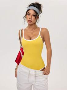 Easithlete 女式罗纹边吊带背心连体裤