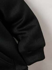 1件装 男童休闲可爱日常舒适百搭笑脸印花卡其色和黑色拼接宽松连帽长袖拉链卫衣，适合外出、上学、日常聚会、秋冬季节穿着。 - 彩色 - 查看 7