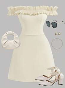 Girlism Teen Girls Apricot Color Is Elegant And Sweet Off-Shoulder Cut Out Short Mini Dress,Suitable For Spring, Summer, Autumn And Winter, Can Be Matched, Parties, Dances, Gatherings Ivory Dress Teen Teen Dress Ruffle Cream Dress For Teen Off The Shoulder Dress Teen White Dress For Teen Ivory Dress Girls Teen Dresses Ruffle Off The Shoulder Dress Teens White Ruffle Dress Teens