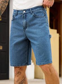 RivetRise Shorts vaqueros casuales tipo bermuda con bolsillos para hombre