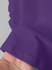 INAWLY 女士纯色休闲百搭圆领短袖T恤，夏季 - 紫色 - 查看 3