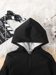 3件套年轻男童休闲舒适英伦标志连帽羊毛运动衫夹克