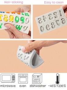 1 套/3 套 3D 字母数字硅胶软糖模具，大写小写卡通巧克力粘土烘焙工具、糖果模具、蛋糕装饰用品