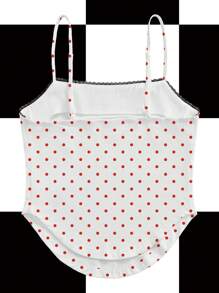NEARLY THERE Red, White, Polka Dot, Heart, Girlboss, Y2K, Streetwear Casual Crop Cami Tank Tops For Women Club Going-Out Back To School 2000s Style - Red and White - View 2