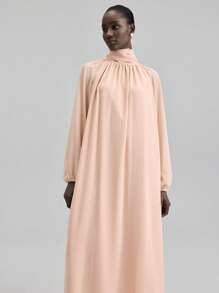 Ontre Đầm dài tay cổ lọ màu trơn thanh lịch phong cách công sở cổ điển mùa xuân/hè 2026SS dành cho nữ - Màu Hồng baby - Xem 6