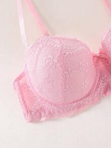 SHEIN 5件套女士蕾丝内衣文胸带钢圈，可拆卸胸垫