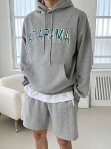 DAZY Spring/Summer Men's Gray Letter Embroidered Hoodie Set Fall,Winter - Grey - View 2