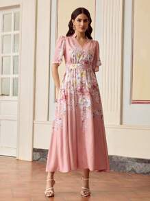 ZEYLAH V领花卉印花休闲连衣裙，春夏 - 彩色 - 查看 4