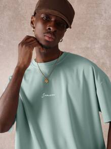 SUMWON 超大圣托里尼希腊 T 恤地中海旅行图案印花度假宽松休闲夏季海滩 T 恤 - 綠色 - 查看 2