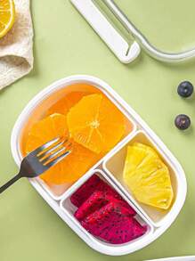 1pc/Hộp đựng thực phẩm đơn giản và tinh tế, Hộp đựng cơm bento trái cây di động, Hộp đựng đồ tươi trong tủ lạnh, Hộp đựng đồ ăn trưa nhỏ hâm nóng bằng lò vi sóng, Hộp đựng đồ ăn trưa ngoài trời tươi, Hộp đựng cơm bento cho học sinh, Đồ dùng trong trường học - trắng - Xem 5