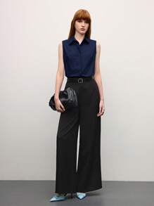 BizChic Áo sơ mi nữ không tay, màu xanh hải quân, chất liệu cotton, cổ ve lật, cài khuy đơn, kiểu dáng hiện đại, thanh lịch, phù hợp cho công sở, đi làm hàng ngày, mang phong cách lãng mạn thập niên 90, thích hợp cho Giáng sinh, Năm mới, Ngày Valentine, Tiệc tùng, Đi biển, Lễ tốt nghiệp, Thời trang, Lễ hội, Kỳ nghỉ, Phong cách lãng mạn cơ bản, Thích hợp cho khách dự đám cưới, chủ nhà, Đi chơi, Hẹn hò, Tiệc tùng, Buổi hòa nhạc, Biểu diễn sân khấu, Bữa ăn sáng muộn, Sân bay, Đa năng. - Màu xanh hải quân - Xem 4