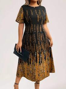 SHEIN Clasi Plus Size Women Woven Long Elegant Floral Digital Print Dress, Fashionable & Refined, Summer