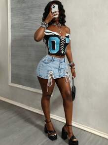 BamGleam Jupe mini en jean décontractée et sexy pour femme