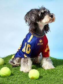 PETSIN 1pc Pet Cat & Dog Universal Jersey, Fashionable Casual Sports Style Ombre Letter Print, Comfortable Dog Uniform