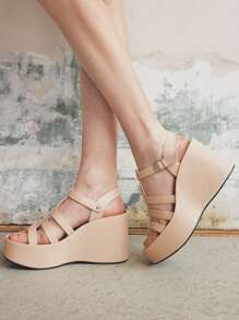 Sugerpunk Sandali casual da donna con zeppa e platform beige