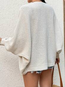 EURMUSE Women Cardigan With Bat Sleeve Loose Fit - Beige - View 3