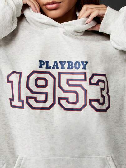 Missguided x Playboy Classic Varsity 1953 Graphic Oversized Hoodie