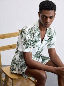 Maija Áo sơ mi nam cổ bẻ tay ngắn in họa tiết cây cọ rừng nhiệt đới màu xanh lá cây xô thơm phong cách mới mùa hè 2025, hiện đại, thanh lịch, giản dị, thích hợp cho khách dự tiệc cưới, nhân viên văn phòng, sân bay, kỳ nghỉ ở bãi biển, lễ hội âm nhạc, tiệc tùng, ngày độc lập, hẹn hò, trở lại trường, mùa thu - Nhiều màu - Xem 7