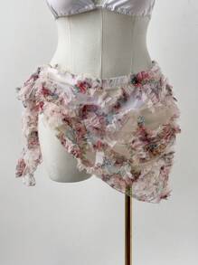 Sunspun 时尚度假性感网眼高开衩纹理面料印花中长裙 - 彩色 - 查看 6