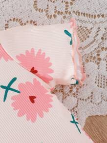SHEIN Playful Pals 2 pezzi/set Bambina Casual Carino Stampa Maglietta Manica Corta e Shorts Abbinati, Estivo