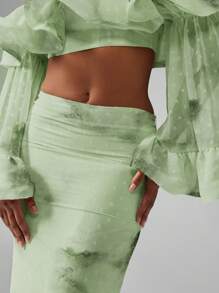 MISSGUIDED Ethereal Watercolor Tie Dye Maxi Skirt , Occasion Evening Party Wedding Guest Spring Summer Resort Wear